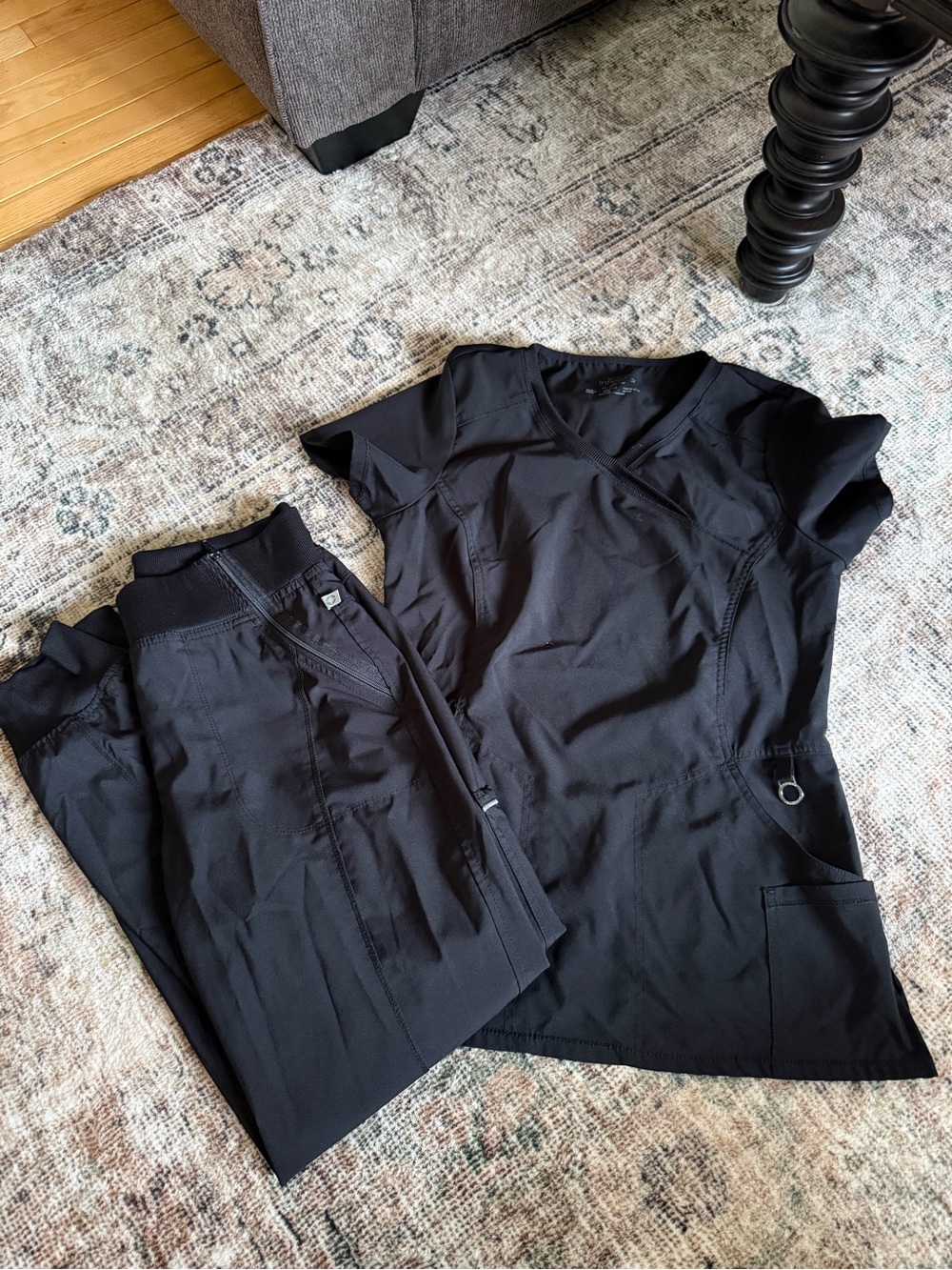 Cherokee Infinity Black Scrub Set Top & Pants